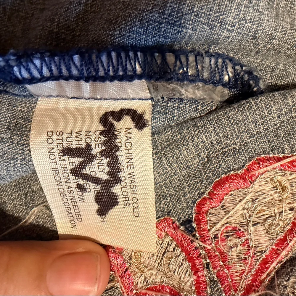 Arizona Jean Company Girls Jean Jacket with Butterfly Embroidered Design